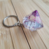 Porte-clé Diamant Transparent avec Paillettes violettes