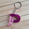 Porte-clé Lettre Paillettes Emojis Rose