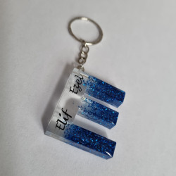 Porte-clé Lettre Personnalisée avec deux Prénoms Paillettes Bleues