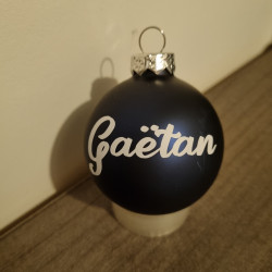 Boule de Noël Bleue Mate Personnalisée